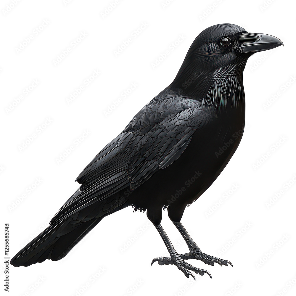 Obraz premium Black crow isolated on transparent background