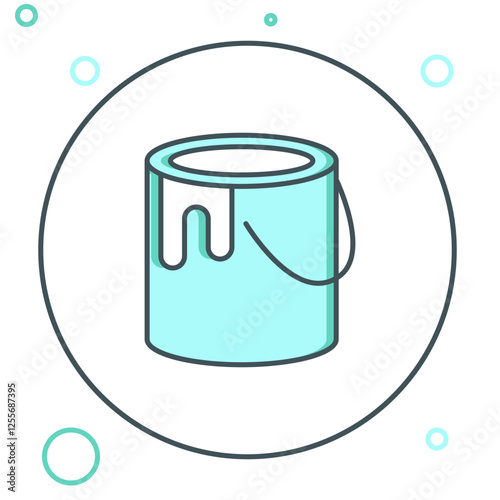 Line Paint bucket icon isolated on white background. Colorful outline concept. Vector