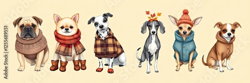 Adorable Dogs in Autumn Outfits Fall Fashion Pet Portraits