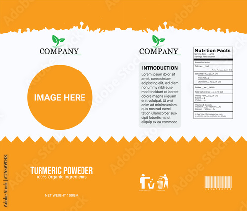 Turmeric Powder Pouch Packaging design template