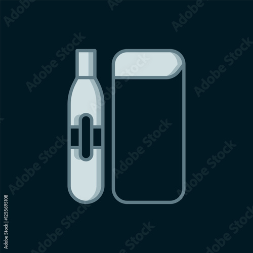 Line Electronic cigarette icon isolated on black background. Vape smoking tool. Vaporizer Device. Flat filled outline style with shadow. Vector