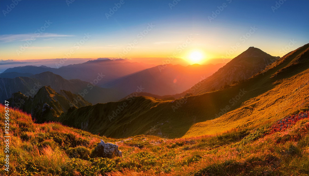 Fototapeta premium mountain panorama at sunset