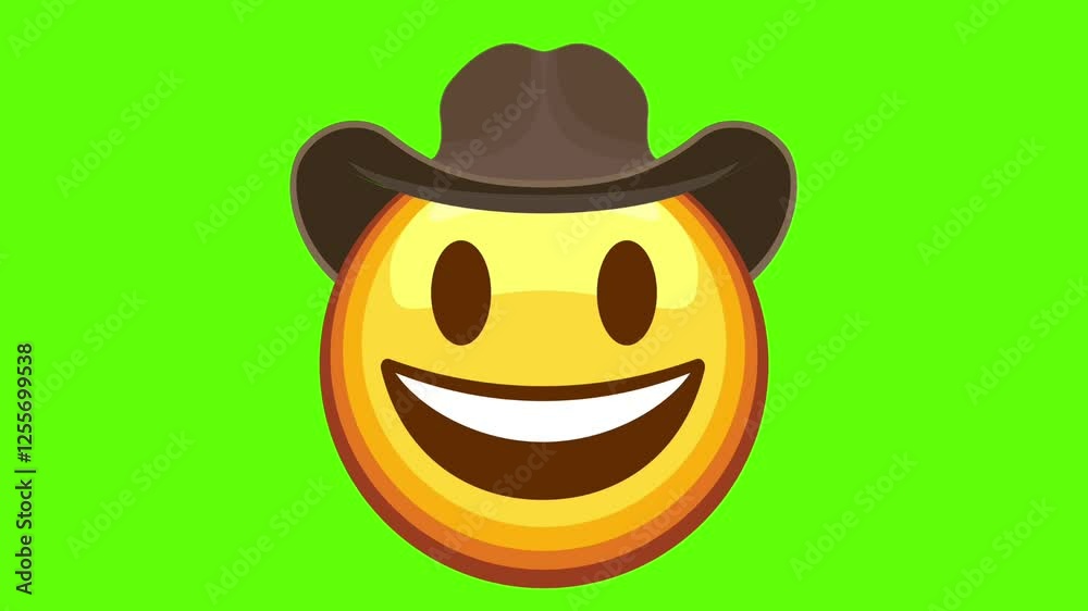 Cowboy hat emoji animation on green screen western style headwear motion graphic isolated transparent clip Cowboy hat emoji animation on green screen western style headwear motion graphic isolated transparent clip