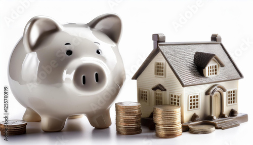 lovable porcelaine piggy financial institution remoted on white background