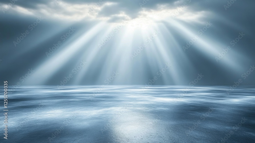 Dramatic Blue Sky with Light Rays and Reflective Ground Dramatic Blue Sky with Light Rays and Reflective Ground