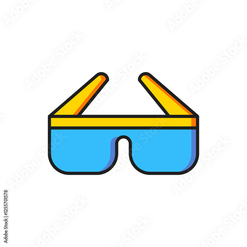 Color 3D cinema glasses icon isolated on white background. Flat filled outline style with shadow. Vector