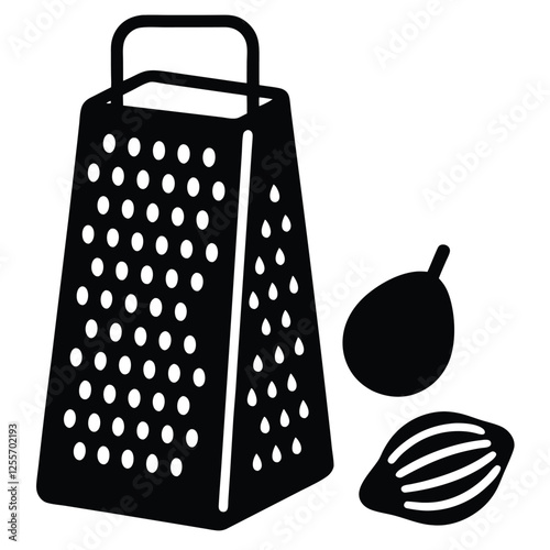 Cheese Grater Vector Illustration – Kitchen Utensil Silhouette for Food Design
