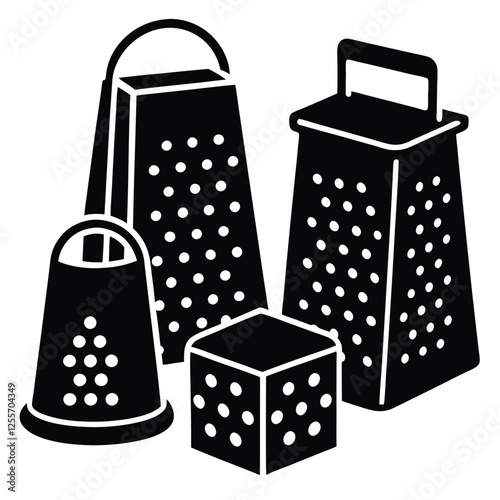 Cheese Grater Vector Illustration – Kitchen Utensil Silhouette for Food Design