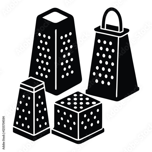 Cheese Grater Vector Illustration – Kitchen Utensil Silhouette for Food Design