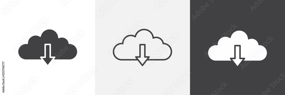 Cloud download vector icons collection graphic designs for ui designs Cloud download vector icons collection graphic designs for ui designs