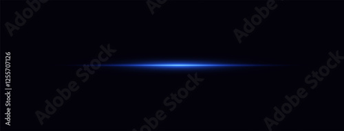 Glowing stripes. Laser beams. light lines of movement and speed in neon color.Beautiful flash of light and sparks.Laser lines of light. Horizontal neon light. Neon blue horizontal speed lines.