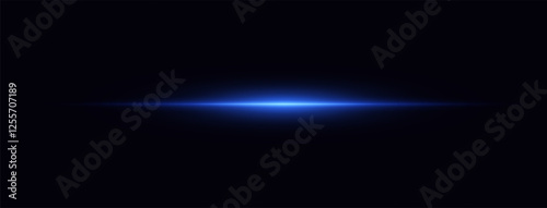 Glowing stripes. Laser beams. light lines of movement and speed in neon color.Beautiful flash of light and sparks.Laser lines of light. Horizontal neon light. Neon blue horizontal speed lines.