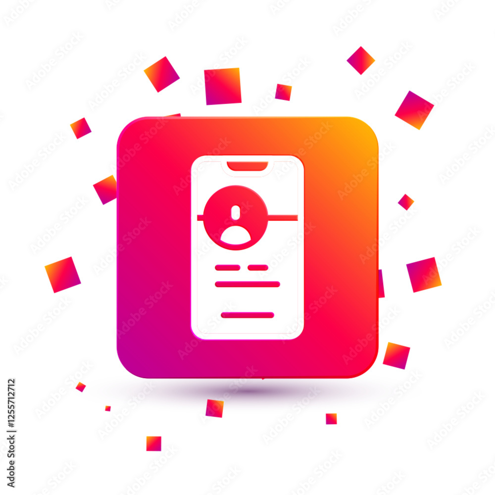 White Dating app online mobile concept icon isolated on white background. Female male profile flat design. Couple match for relationship. Square color button. Vector White Dating app online mobile concept icon isolated on white background. Female male profile flat design. Couple match for relationship. Square color button. Vector