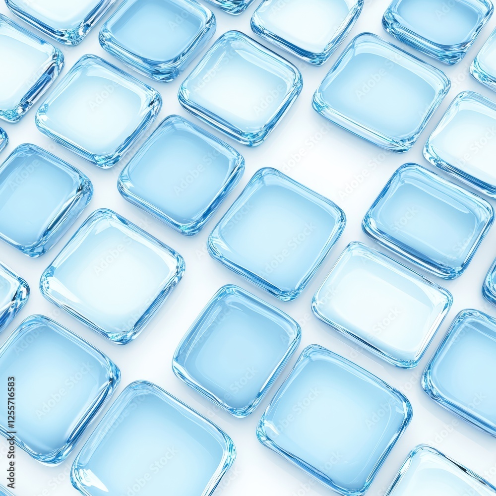 Blue Glass Tiles Pattern: An abstract arrangement of translucent blue glass tiles, reflecting light and creating a shimmering, contemporary geometric pattern. Blue Glass Tiles Pattern: An abstract arrangement of translucent blue glass tiles, reflecting light and creating a shimmering, contemporary geometric pattern.