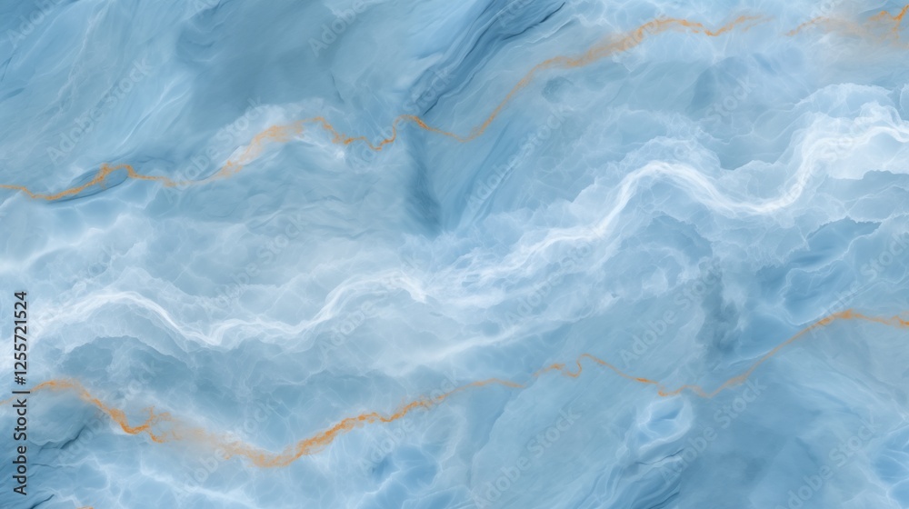 Fototapeta premium Light blue marble texture with soft white and orange veins, perfect for luxurious wall and floor designs