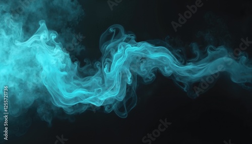swirling, ethereal blue smoke against a dark background, creating a mystical and otherworldly atmosphere.
