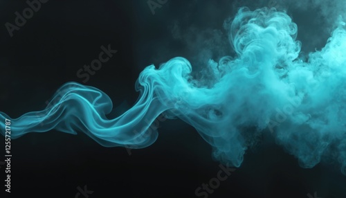 swirling, ethereal blue smoke against a dark background, creating a mystical and otherworldly atmosphere.