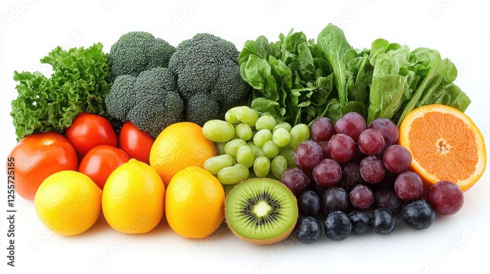 Vibrant still life of fresh fruits and vegetables, celebrating natural abundance and healthy living. Vibrant still life of fresh fruits and vegetables, celebrating natural abundance and healthy living.