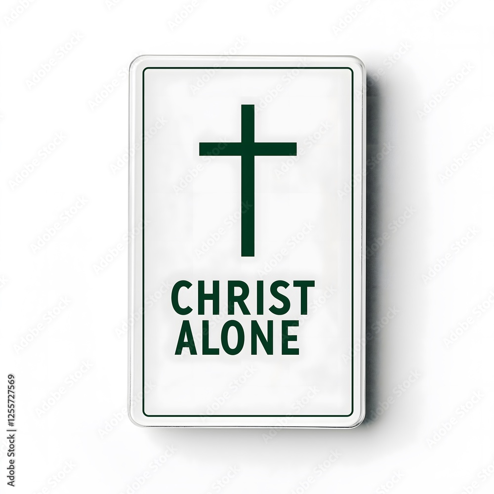 Fototapeta premium Minimalist Christian Cross Decal | 'Christ Alone' Spiritual Devotional Vinyl Wall Transfer Graphic Design