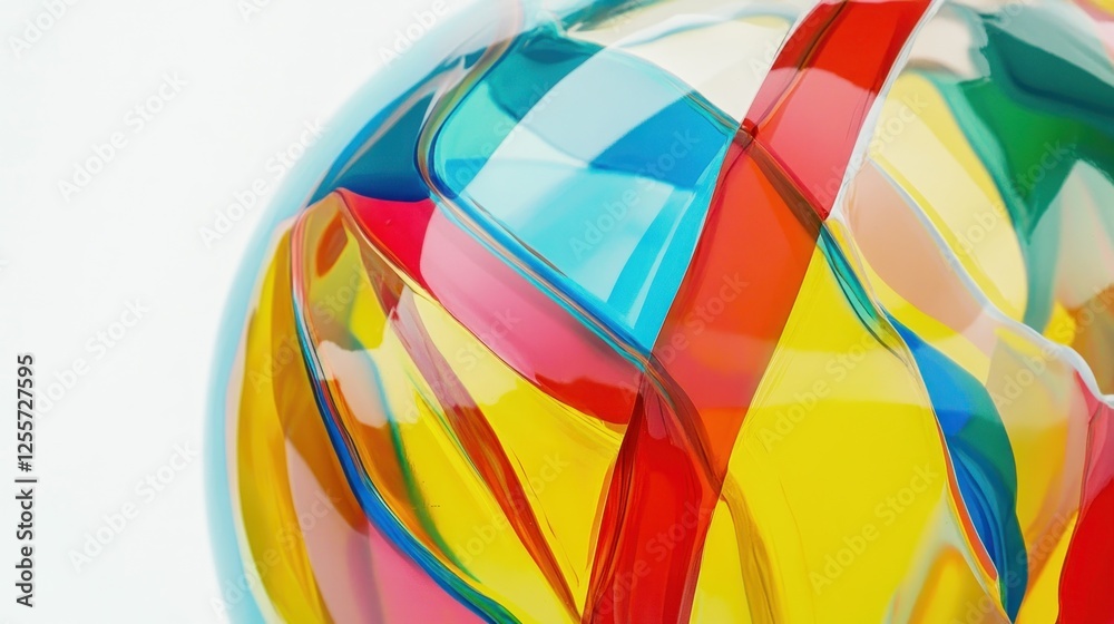 Fototapeta premium Abstract Colorful Glass Sculpture with Vibrant Transparency and Reflections