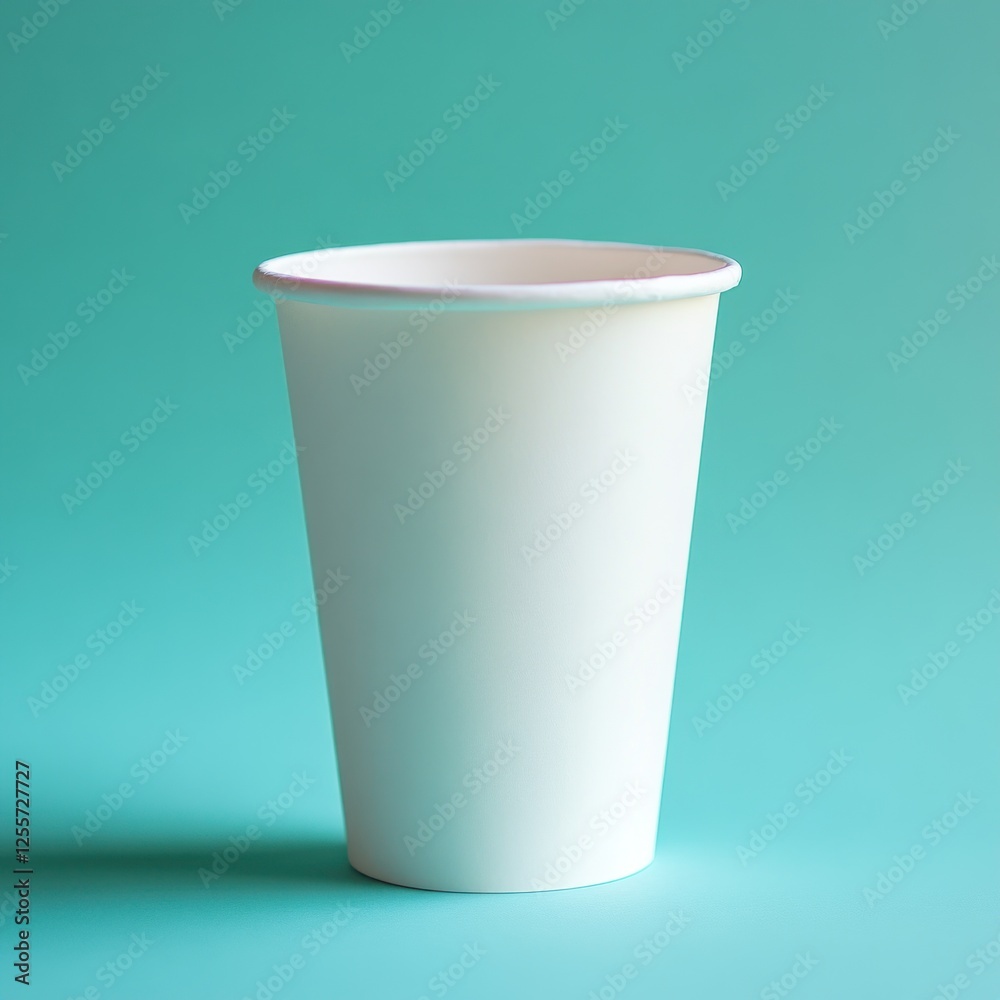 White paper cup on teal background, mockup (1)