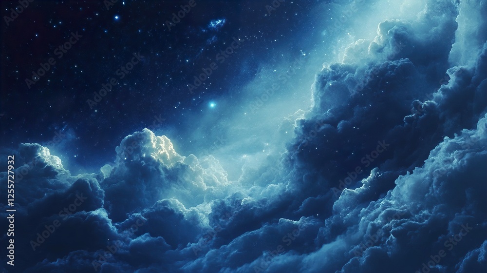 Fototapeta premium Celestial Sky: Blue Star Cloudscape 