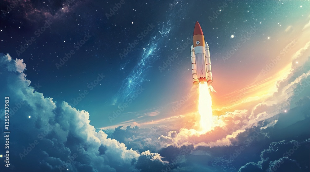 Fototapeta premium Career Launch Rocket: Reach New Heights 