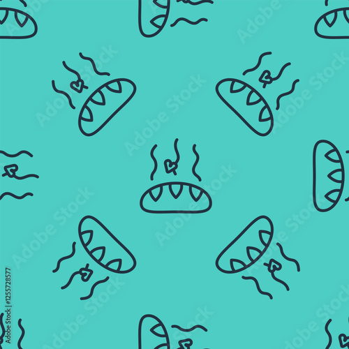 Black line Donation food icon isolated seamless pattern on green background. Vector