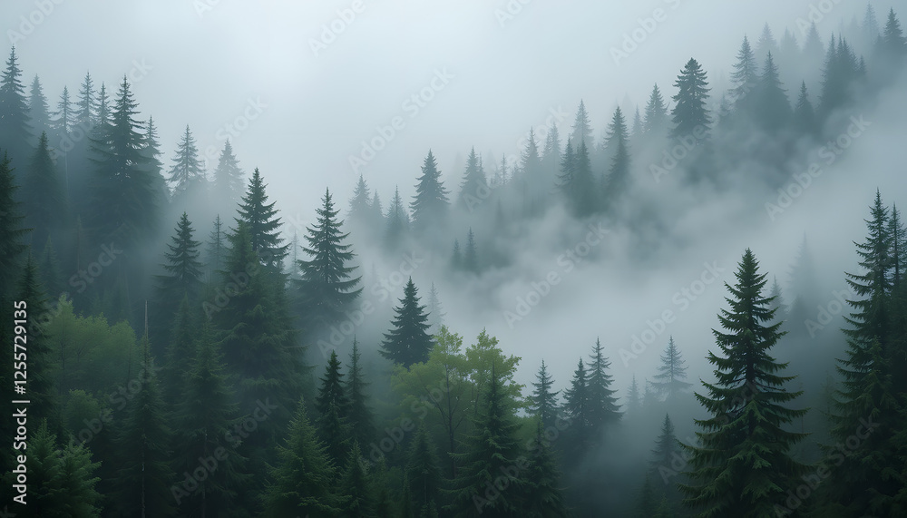 Misty evergreen forest Misty evergreen forest