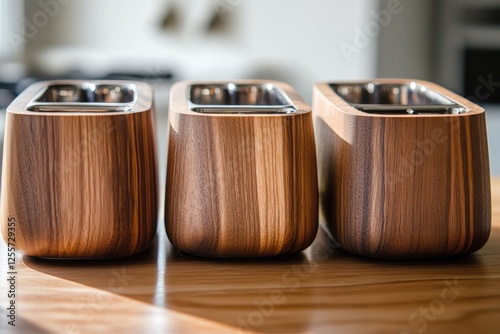Three wooden containers placed on a wooden table, ready for use