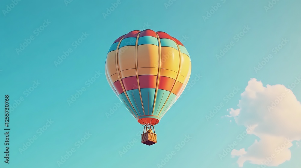 Obraz premium A vibrant hot air balloon floating against a clear sky