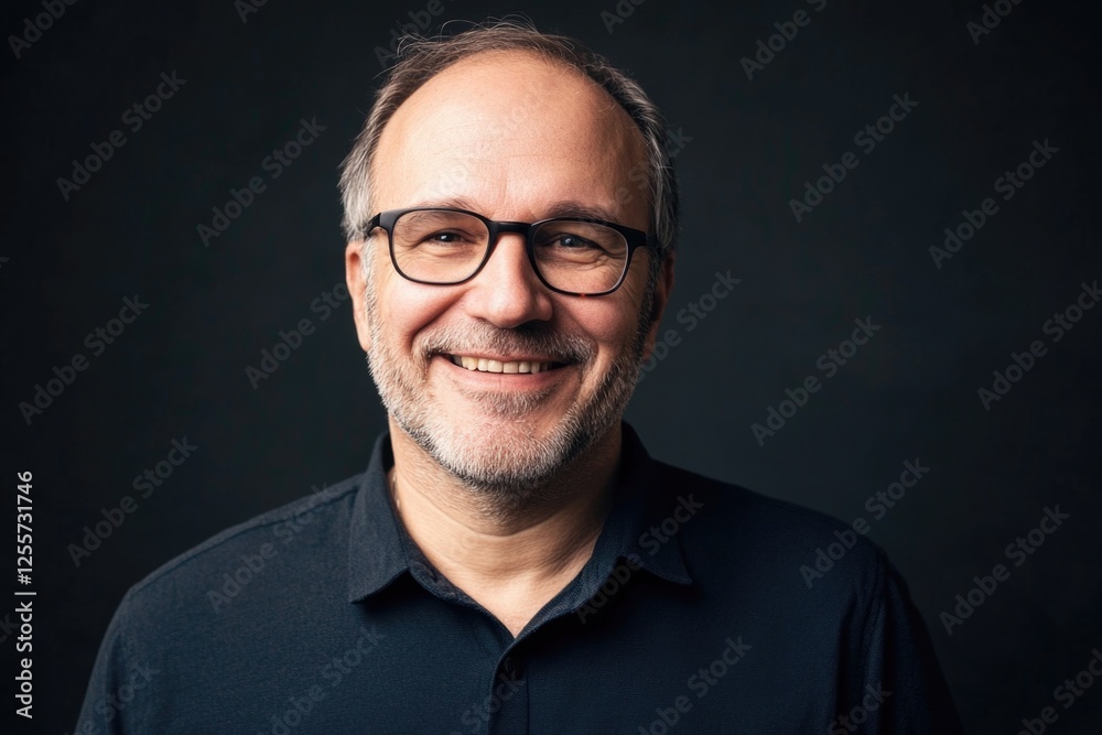 Obraz premium A happy man with glasses looking directly at the camera
