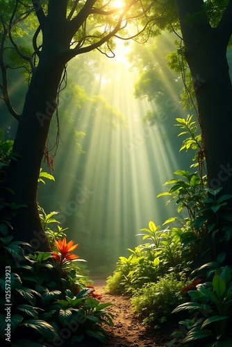 sun rays in the forest
