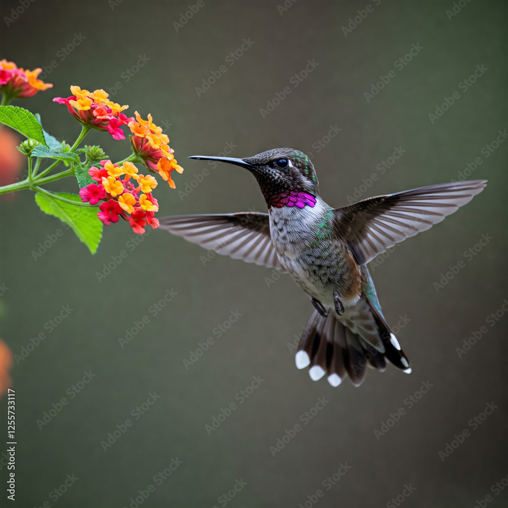 Naklejka premium hummingbird feeding on a flower