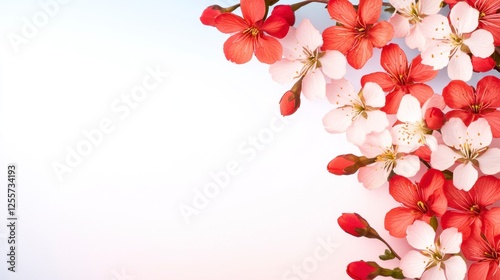 Cascading Blossoms in Bright Colors on a Soft Background Ideal for Nature Themes and Artistic Designs