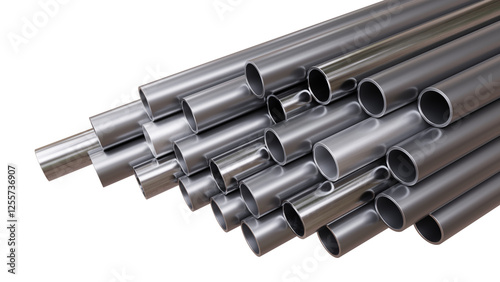 Φωτογραφία Steel hollow section beams, circular shape tube isolated on white, transparent
