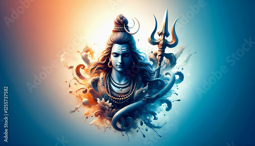 Happy maha shivratri Lord shiva portrait design poster background