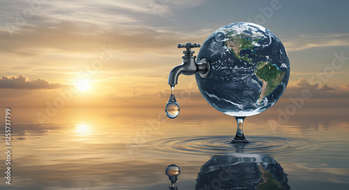 Earth’s Water Crisis A Surreal Representation of Scarcity and Conservation