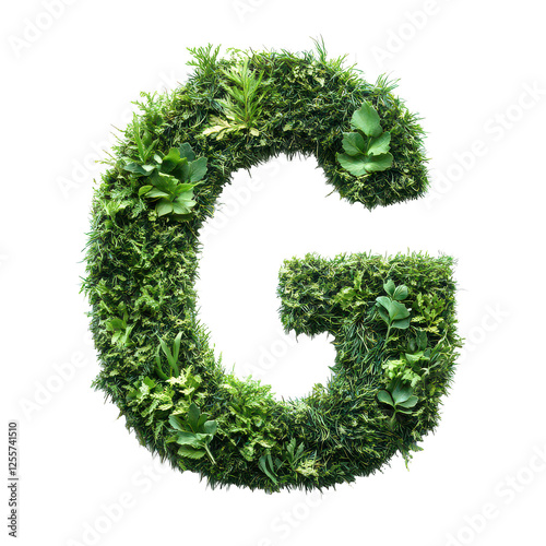 Alphabet G made of Grass isolated on transparent background