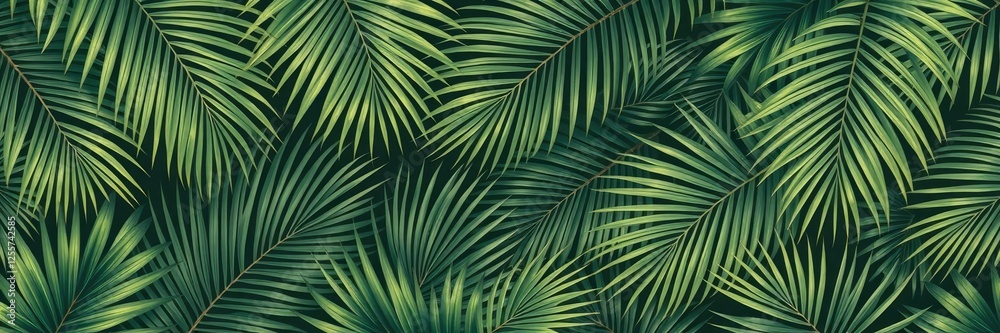 Tropical tree leaf patterns with palm fronds in a vintage-inspired wallpaper design, palm trees, botanical prints, eclectic home Tropical tree leaf patterns with palm fronds in a vintage-inspired wallpaper design, palm trees, botanical prints, eclectic home