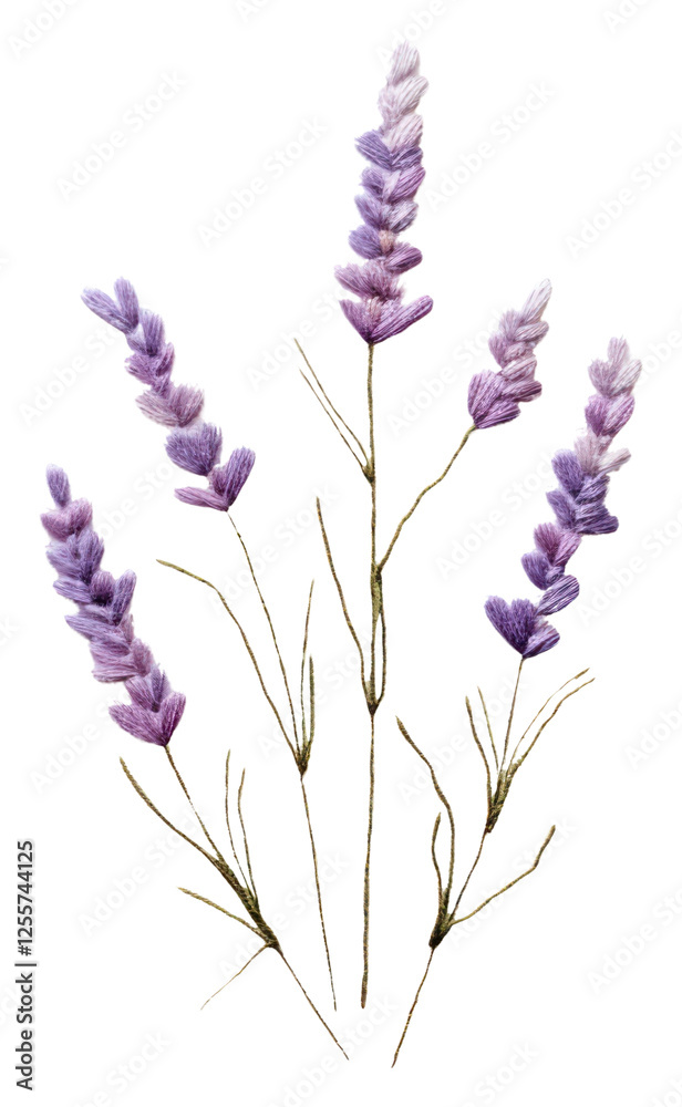 Fototapeta premium PNG A lavender in embroidery style flower purple plant.