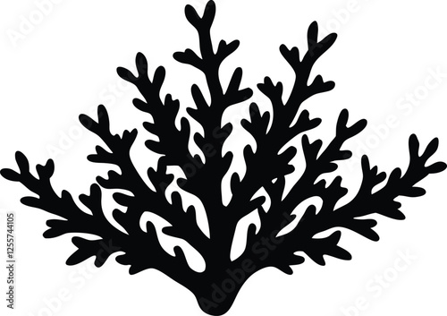 coral algae silhouette,coral algae tree  simple flat vector
