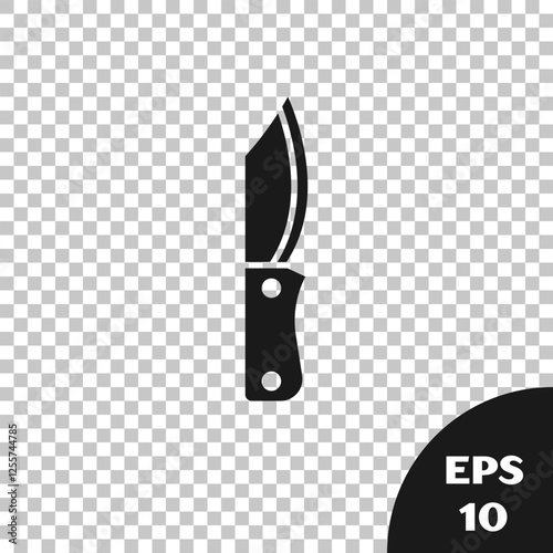 Black Military knife icon isolated on transparent background. Vector