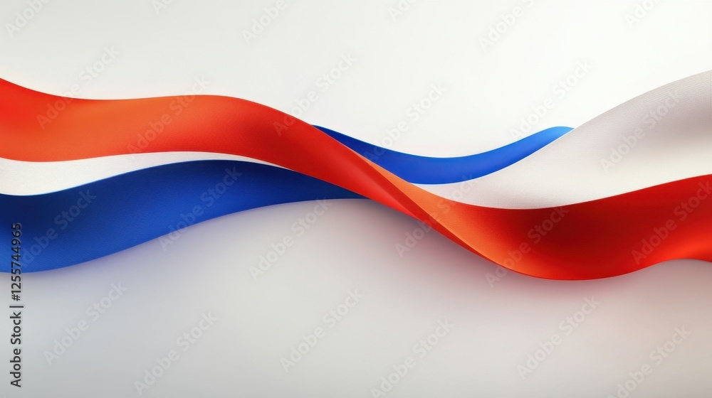 Naklejka premium Abstract Waving Flag Design Netherlands Colors Red White Blue Patriotic Graphic