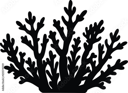 coral algae silhouette,coral algae tree  simple flat vector