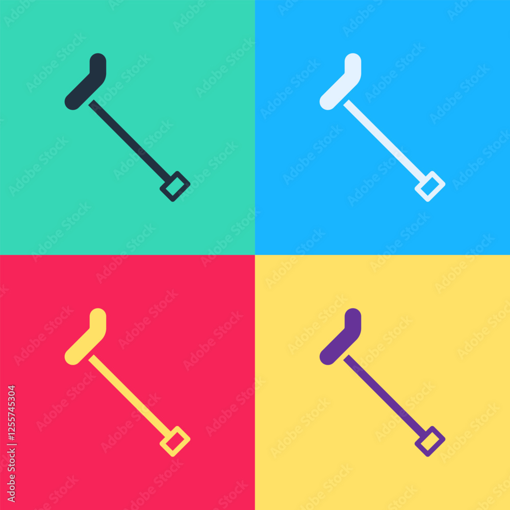 Pop art Walking stick cane icon isolated on color background. Vector Pop art Walking stick cane icon isolated on color background. Vector