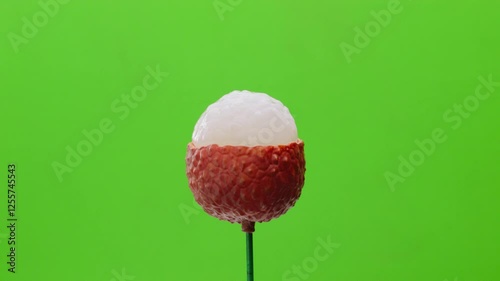 lychee on green background