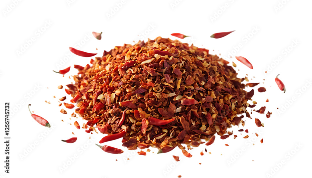 Naklejka premium Close up spicy chili red pepper flakes png