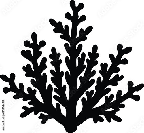 coral algae silhouette,coral algae tree  simple flat vector