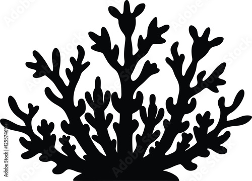 coral algae silhouette,coral algae tree  simple flat vector